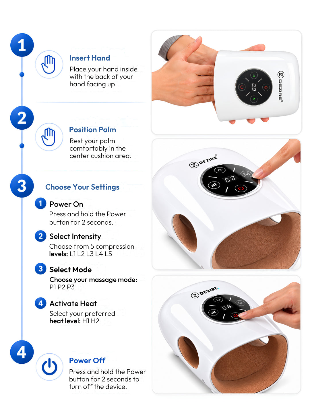 Dezire Hand Massager with Heat & Air Compression